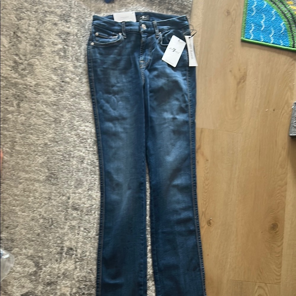 7 For All Mankind Blue kimmie straight leg slim illusion luxe NWT